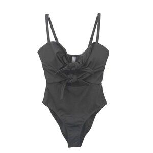 Crescent Drive Cut Out One Piece Swimsuit XS Black New